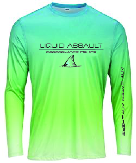 Redfish Tailin Blue / Green Fade Performance Shirt - Liquid Assault